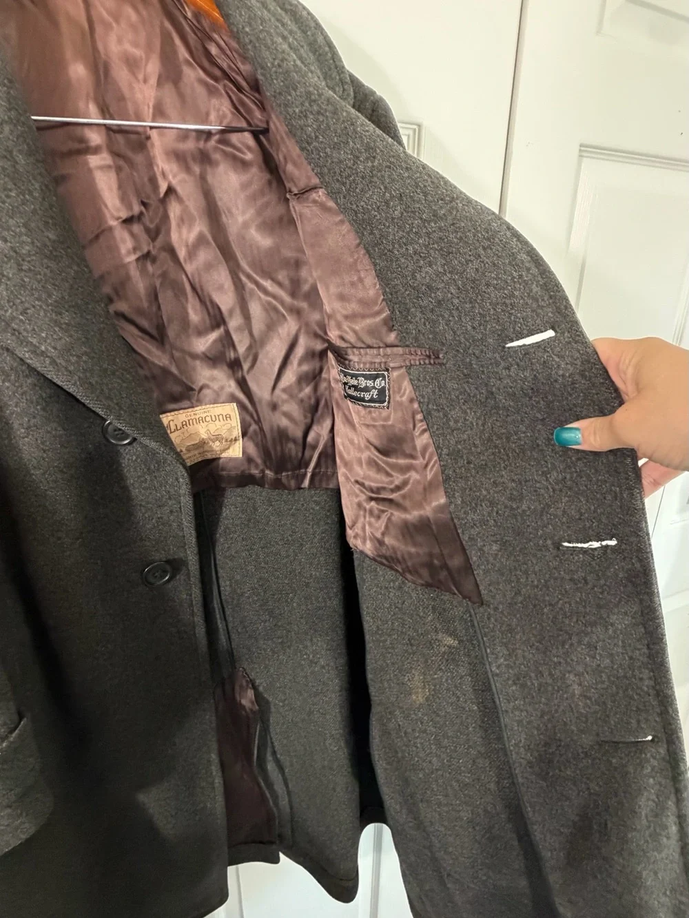 Halle Bros Hallecraft Vintage Llamacuna Llama Dark Gray Mens Overcoat M -L